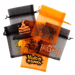 Halloween Organza Bag 12 x 15 cm - mix of patterns and colours Multi-coloured bags