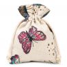 Pouches like linen with printing 10 x 13 cm - natural / butterfly Small bags 10x13 cm