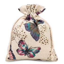 Pouch like linen with printing 18 x 24 cm - natural / butterfly Medium bags 18x24 cm