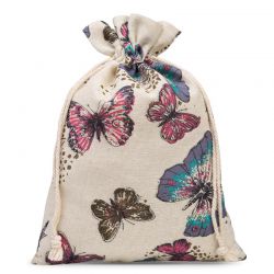 Bag like linen with printing 22 x 30 cm - natural / butterfly Printed organza bags