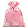 Pouch like linen with printing 18 x 24 cm - natural / pink flowers Pink bags