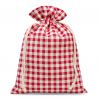 Bag like linen with printing 30 x 40 cm - natural / red trellis Red bags