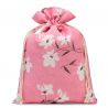 Bag like linen with printing 30 x 40 cm - natural / pink flowers Pink bags