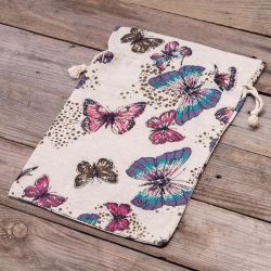 Bag like linen with printing 22 x 30 cm - natural / butterfly Linen bags
