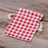 Pouches like linen with printing 10 x 13 cm - natural / red trellis Linen Bags