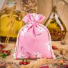 Bag like linen with printing 30 x 40 cm - natural / pink flowers Large bags 30x40 cm
