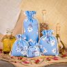 Pouches like linen with printing 13 x 18 cm - natural / blue flowers For children