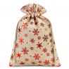 Jute bag 26 cm x 35 cm - natural / stars Christmas bag