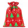 Burlap bag 18 x 24 cm - red / Christmas tree Christmas bag