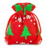 Burlap bags 8 x 10 cm - red / Christmas tree Christmas bag