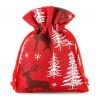Burlap bags 10 x 13 cm - red / reindeer Christmas bag