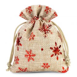Burlap bag 10 cm x 13 cm - natural / stars Christmas bag