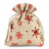Burlap bag 10 cm x 13 cm - natural / stars Christmas bag