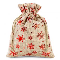 Burlap bag 12 x 15 cm - natural / stars Christmas bag