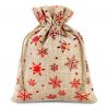 Burlap bag 22 cm x 30 cm - natural / stars Christmas bag