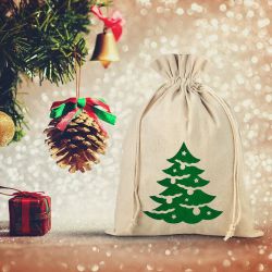 Bag like linen with printing 26 x 35 cm - natural / Christmas tree Occasional bags