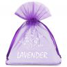 Organza bags 9 x 12 cm - purple dark with print (lavender) Dark purple bags