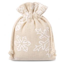 Pouches like linen with printing 10 x 13 cm - natural / snow Christmas bag
