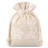 Pouches like linen with printing 10 x 13 cm - natural / snow Christmas bag