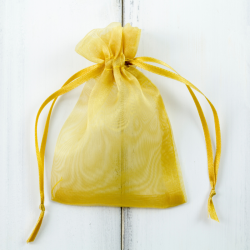 Organza bags 7 x 9 cm - gold Baby Shower