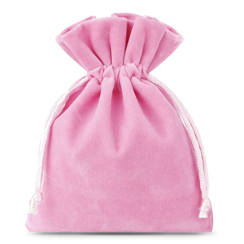 10 pcs Velvet pouches 9 x 12 cm - light pink