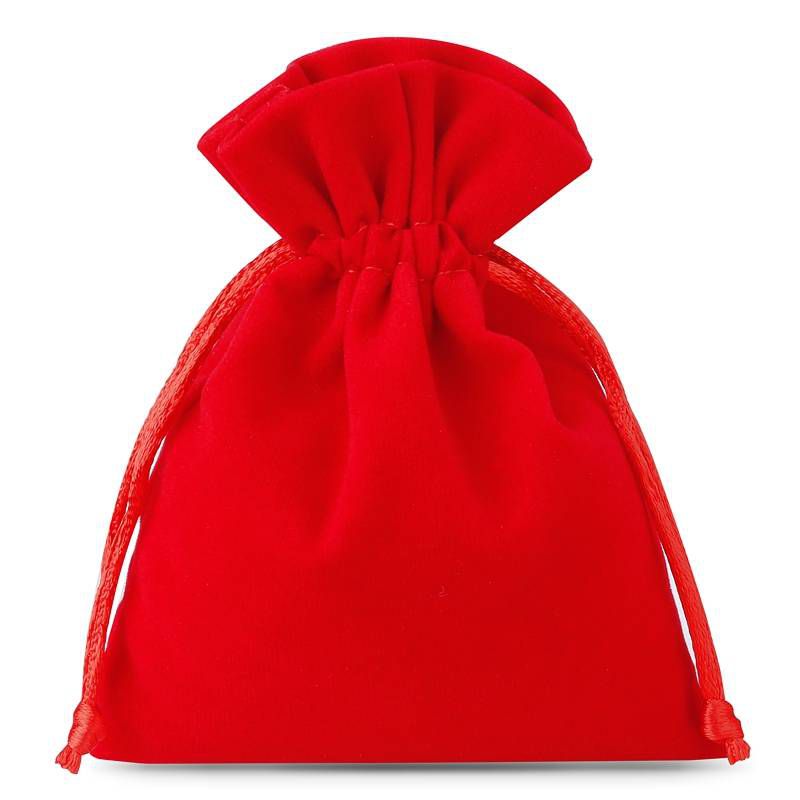 10 pcs Velvet pouches 9 x 12 cm - red