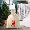 Bag like linen with printing 30 x 40 cm - natural / Christmas Deer Linen Bags