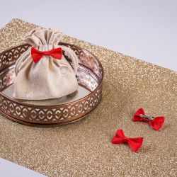 Fabric bows, sized 4 x 2 cm - red Industries & Packaging for...