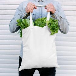 Cotton grocery tote bag 38 x 42 cm with long handles - white Garden and domestic plants