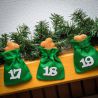 Green Jute Bags Advent calendar, 12 x 15 cm + white numbers Burlap bags / Jute bags