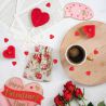 Pouches like linen with printing 15 x 20 cm - natural / roses Interior decoration