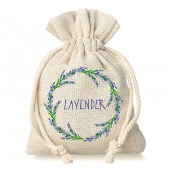 Pouches like linen with printing 9 x 12 cm - natural / lavender Lavender pouches