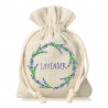 Pouches like linen with printing 9 x 12 cm - natural / lavender Lavender pouches