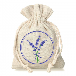 Pouches like linen with printing 9 x 12 cm - natural/ lavender Lavender pouches