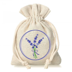 Pouches like linen with printing 10 x 13 cm - natural / lavender Lavender pouches