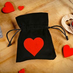 Velvet pouches 8 x 10 cm - black - heart Small bags 8x10 cm