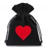 Velvet pouches 8 x 10 cm - black - heart Velvet pouch