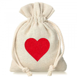 Bag like linens 9 x 12 cm - natural - heart Small bags 9x12 cm