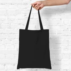 Cotton grocery tote bag 38 x 42 cm with long handles - black Cotton bags