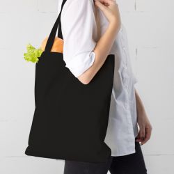 Cotton grocery tote bag 38 x 42 cm with long handles - black Black bags