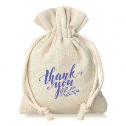 Pouches like linen with printing 9 x 12 cm - natural / thank you /2 The wedding ceremony and reception