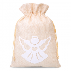Jute bag 22 x 30 cm - white angel Christmas bag