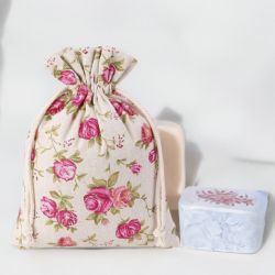 Bags like linen with printing 22 x 30 cm - natural / roses For children