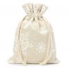 Pouches like linen with printing 18 x 24 cm - natural / snow Christmas bag