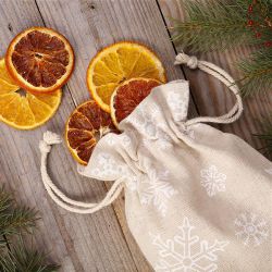 Pouches like linen with printing 15 x 20 cm - natural / snow Linen Bags
