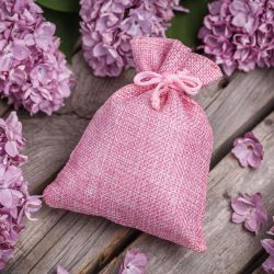 Burlap bags 13 x 18 cm - light pink Valentine's Day