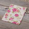 Pouches like linen with printing 12 x 15 cm - natural / roses Linen Bags