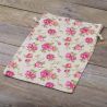 Bags like linen with printing 22 x 30 cm - natural / roses Linen bags