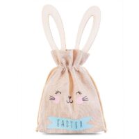 13 x 18 cm jute bag - Easter + wooden Easter egg with ears Occasional bags