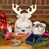 13 x 18 cm jute pouch - Christmas + wooden bauble with antlers Accessories and decorations